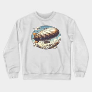 Steampunk Flying Airship Crewneck Sweatshirt